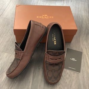 Coach Men’s Penny Loafer, Mahogany, logo, US 7.5